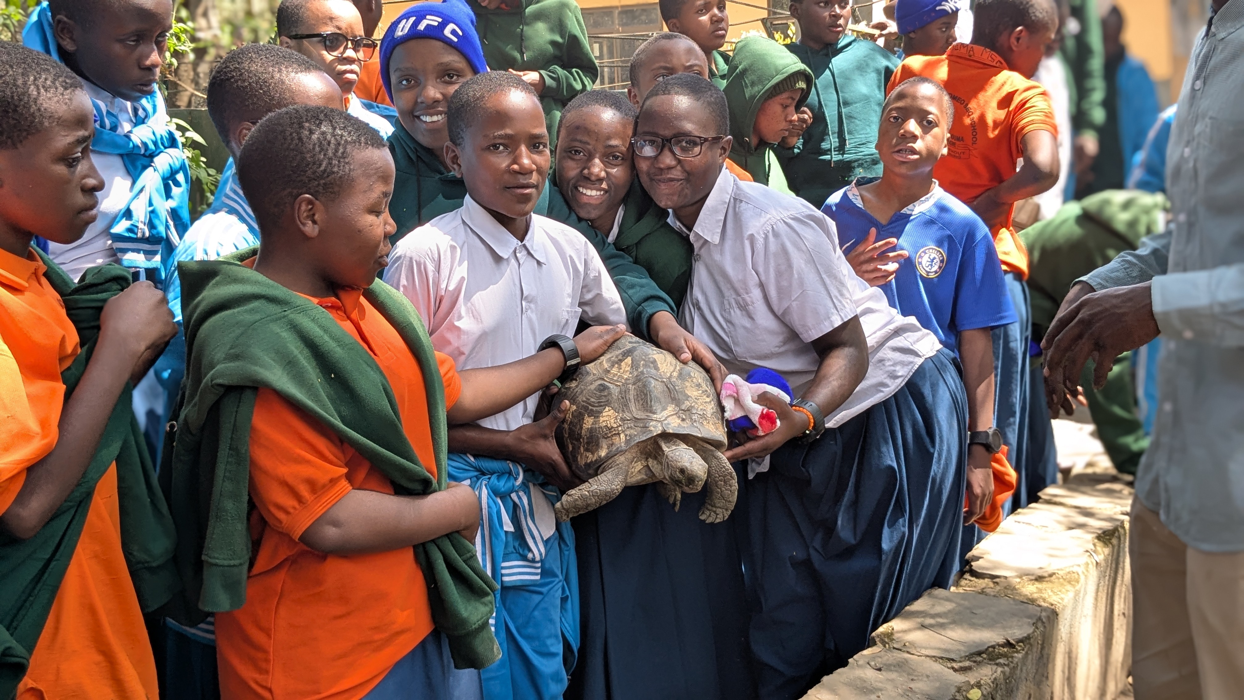 Students with turtles